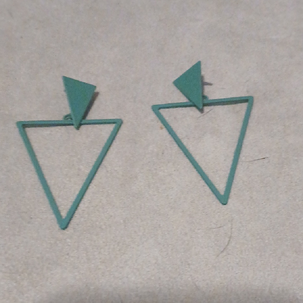 Geometric Green Earrings